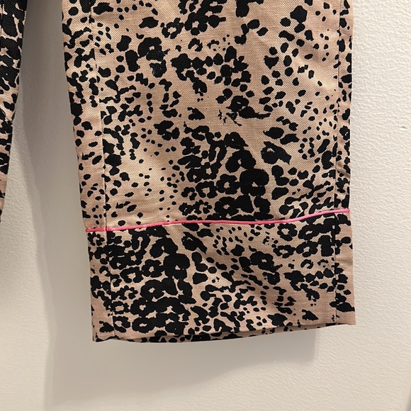 NWT J.Crew Peyton Leopard Print, Linen Blend, High Rise, Cropped Pants, Size 2. - Picture 6 of 10
